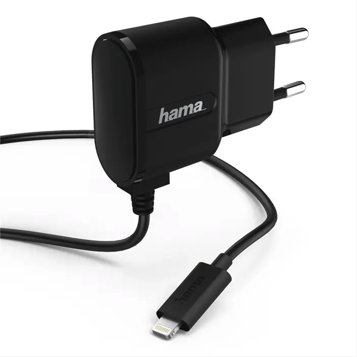 Hama sieťová nabíjačka s káblom, Apple Lightning, MFI, 1 A, čierna
