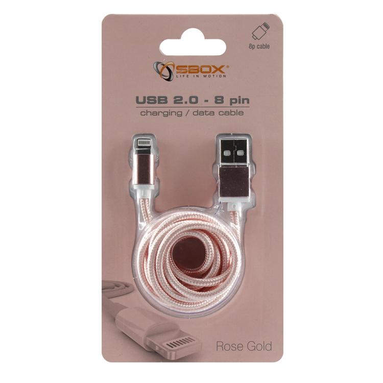 SBOX IPH7-RG Apple Lightning/USB-A ružovo/zlatý1,5m