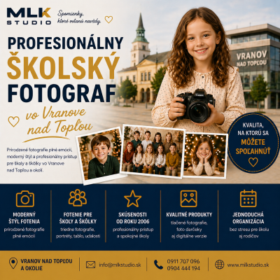 Školský fotograf Vranov nad Topľou – profesionálne fotenie škôl a škôlok