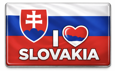 Kovová magnetka I LOVE SLOVAKIA 50 × 90 mm – Lisovaná, lesklá fólia