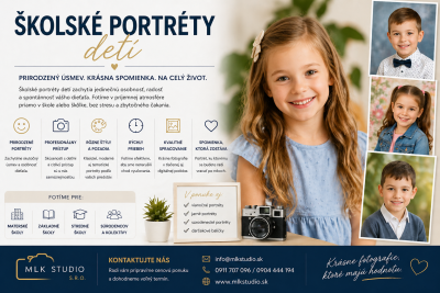 Školské portréty detí – prirodzené fotografie plné úsmevu