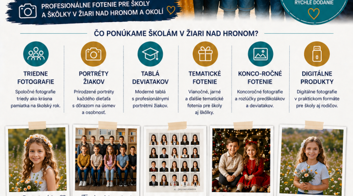 Školský fotograf Žiar nad Hronom – moderné školské fotenie pre školy a škôlky