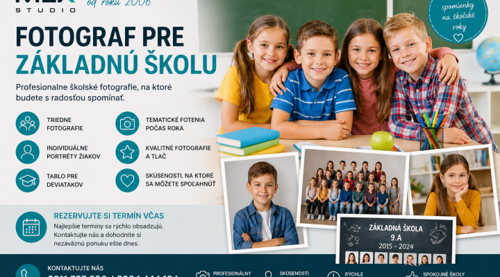 Fotograf pre základnú školu – profesionálne školské fotografie počas celého roka