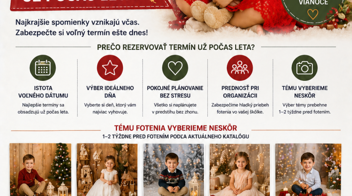 Vianočné fotenie škôlok – rezervujte termín už počas leta