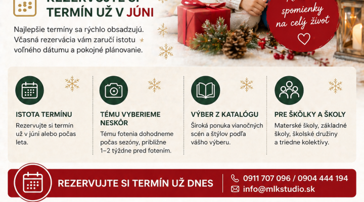 Vianočné fotenie škôlok a škôl – rezervujte si termín už v júni