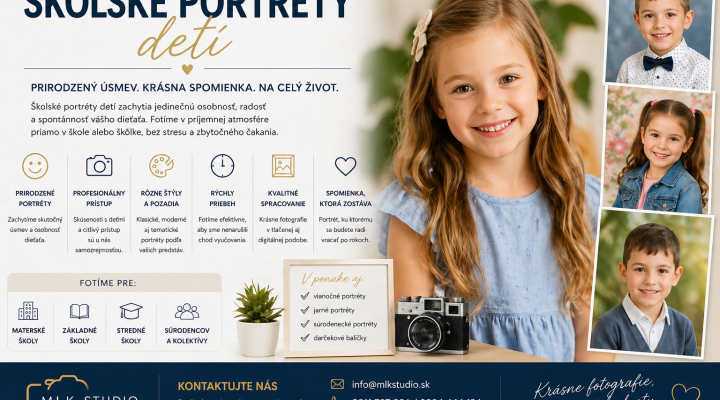 Školské portréty detí – prirodzené fotografie plné úsmevu